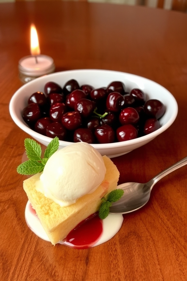 elegant flamb ed cherry dessert