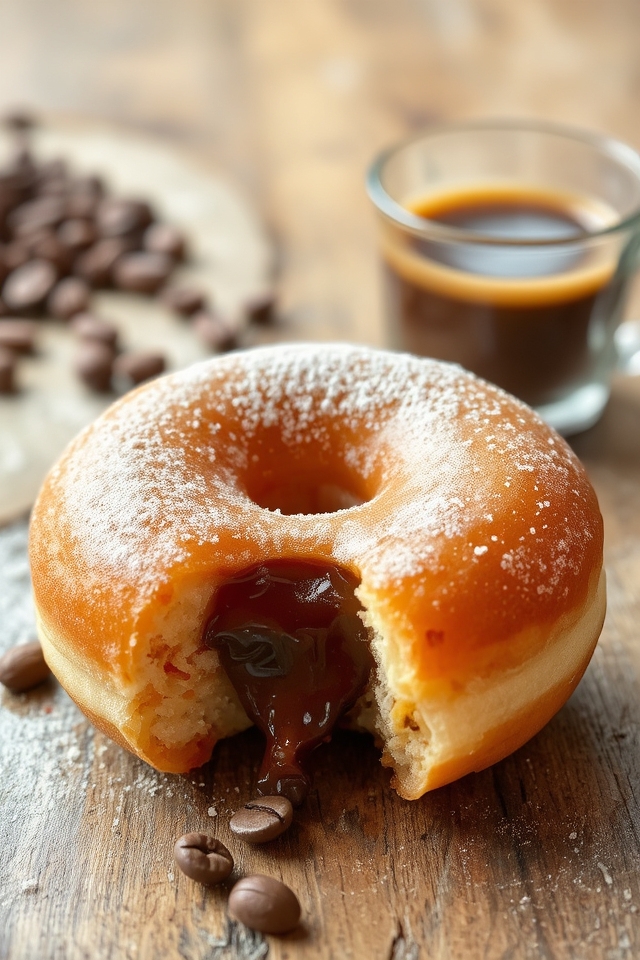 espresso filled powdered donut delight