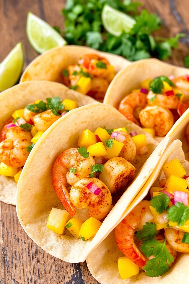 flavorful shrimp mango tacos