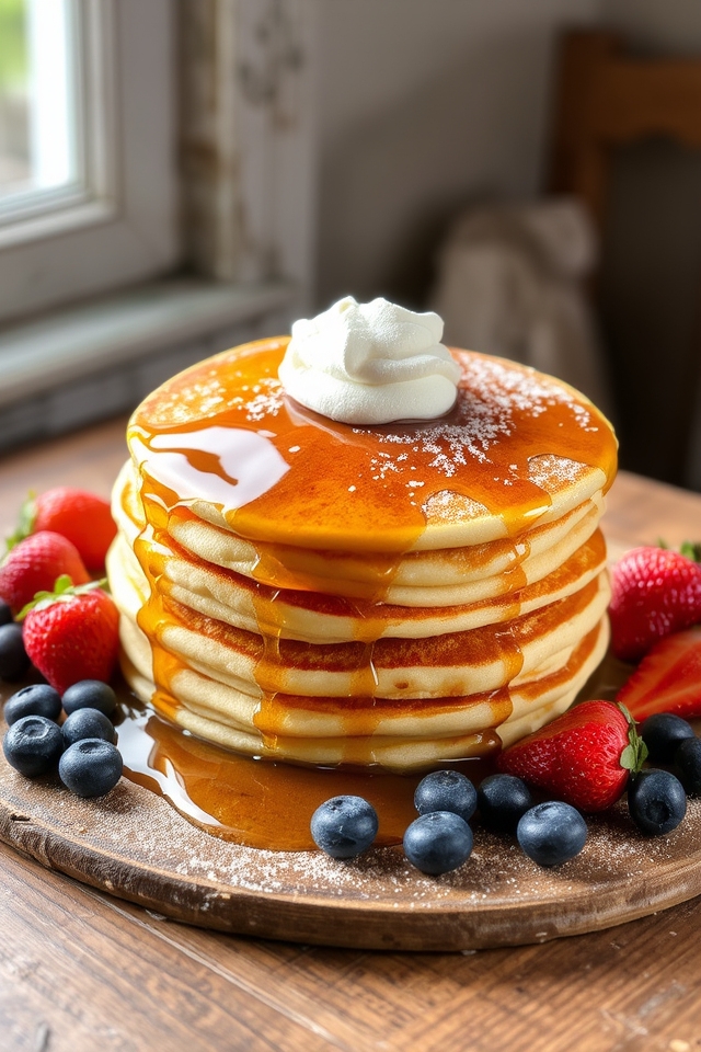 fluffy golden breakfast pancakes