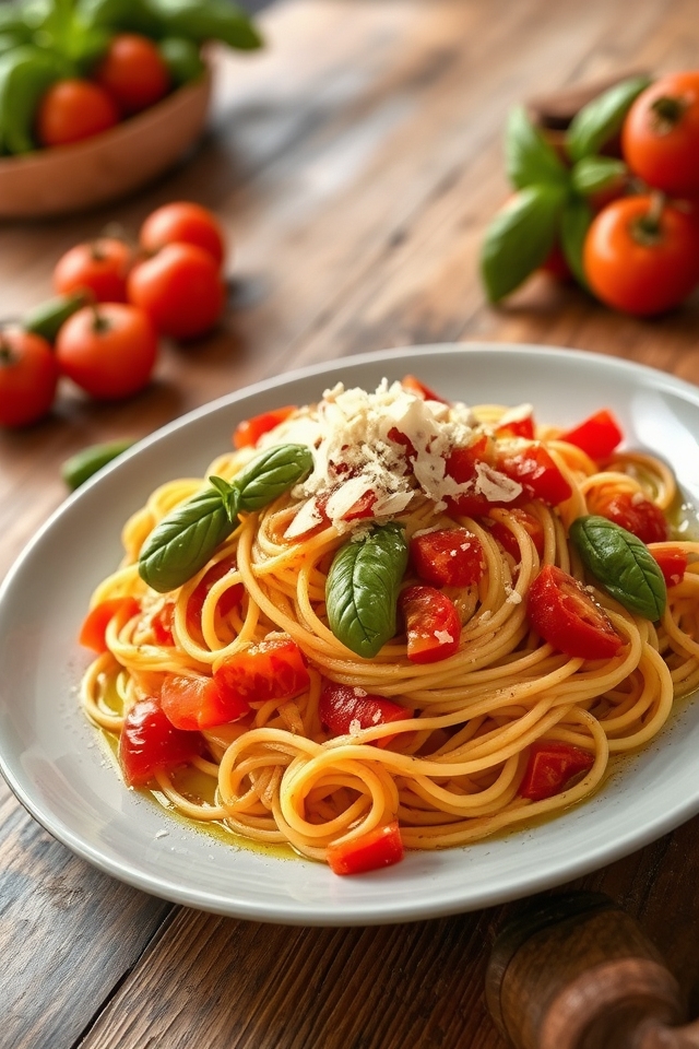 fresh tomato basil linguine