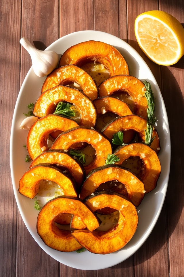 garlic parmesan acorn squash slices