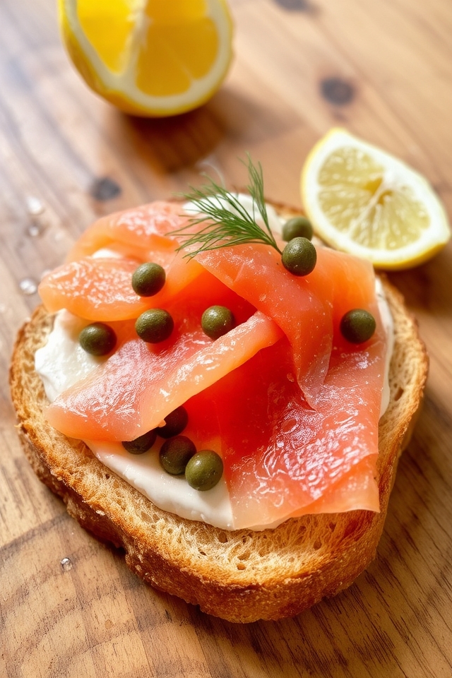 gourmet smoked salmon toast