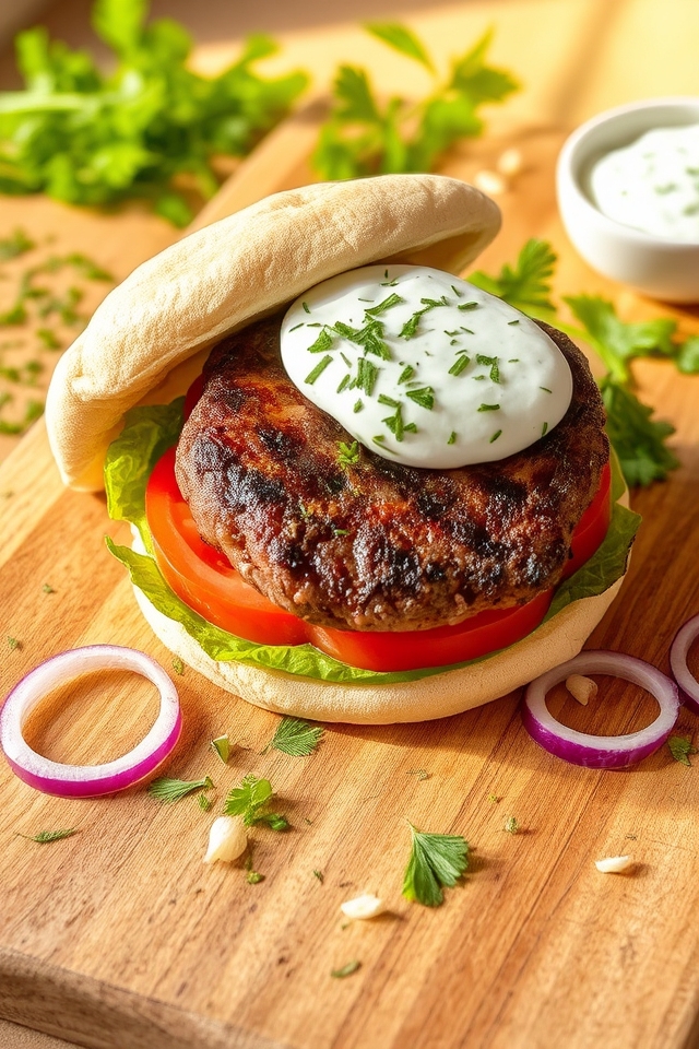 greek burger with tzatziki