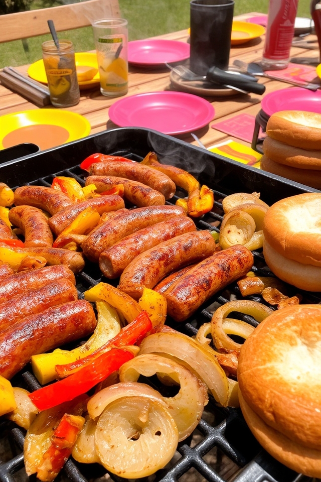 grilled sausages with peppers