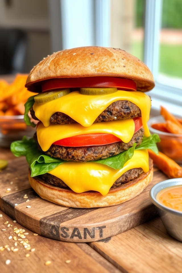 hearty veggie cheeseburger delight
