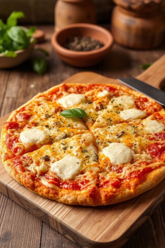 indulgent four cheese pizza