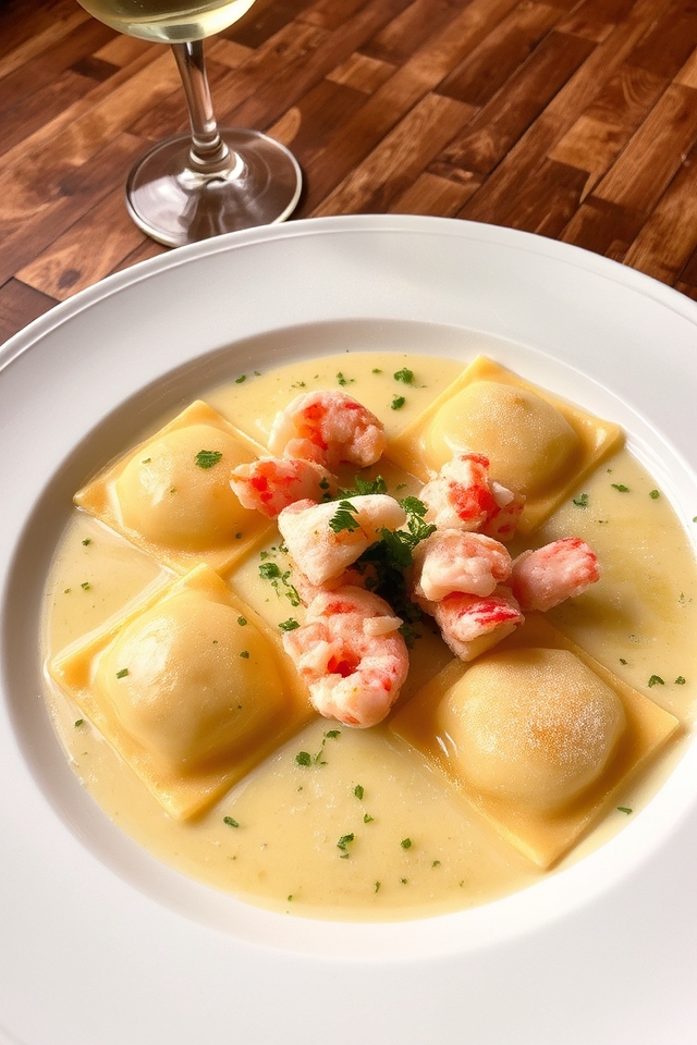 indulgent lobster ravioli dish