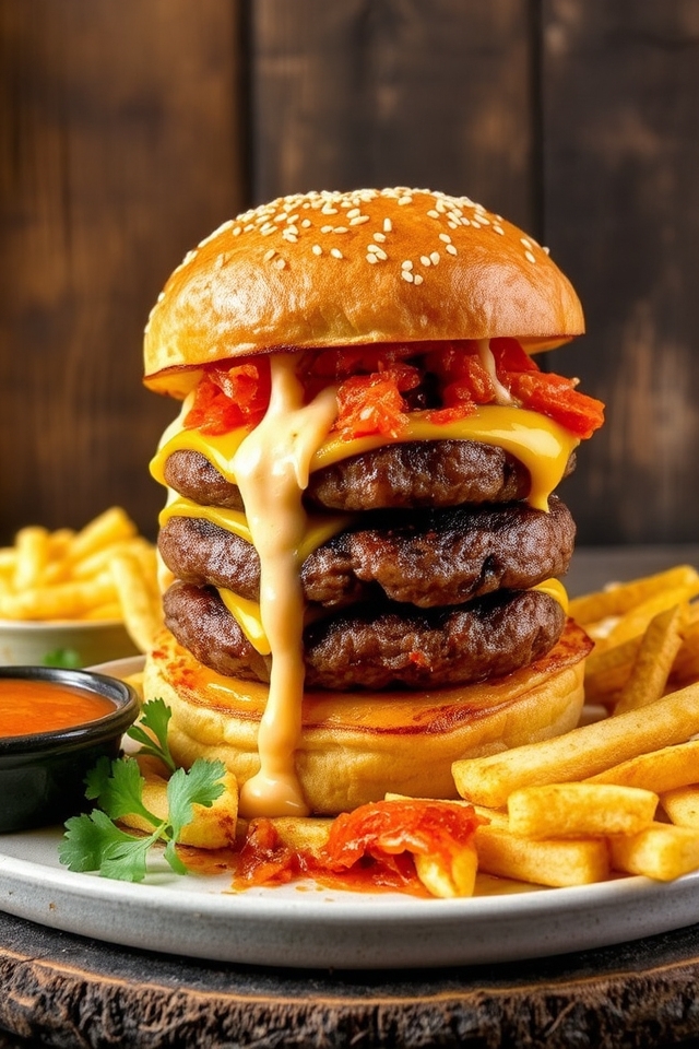 kimchi infused cheeseburger delight