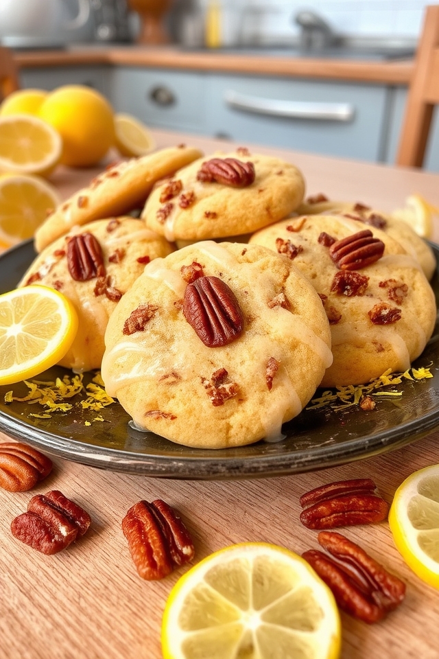 lemon infused pecan cookies