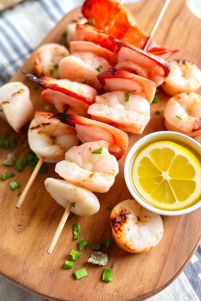 lobster and scallop skewers