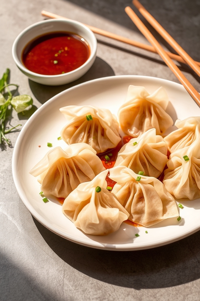 lobster dumplings with dipping sauce
