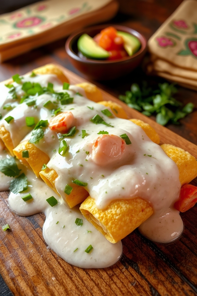 lobster enchiladas with creamy sauce