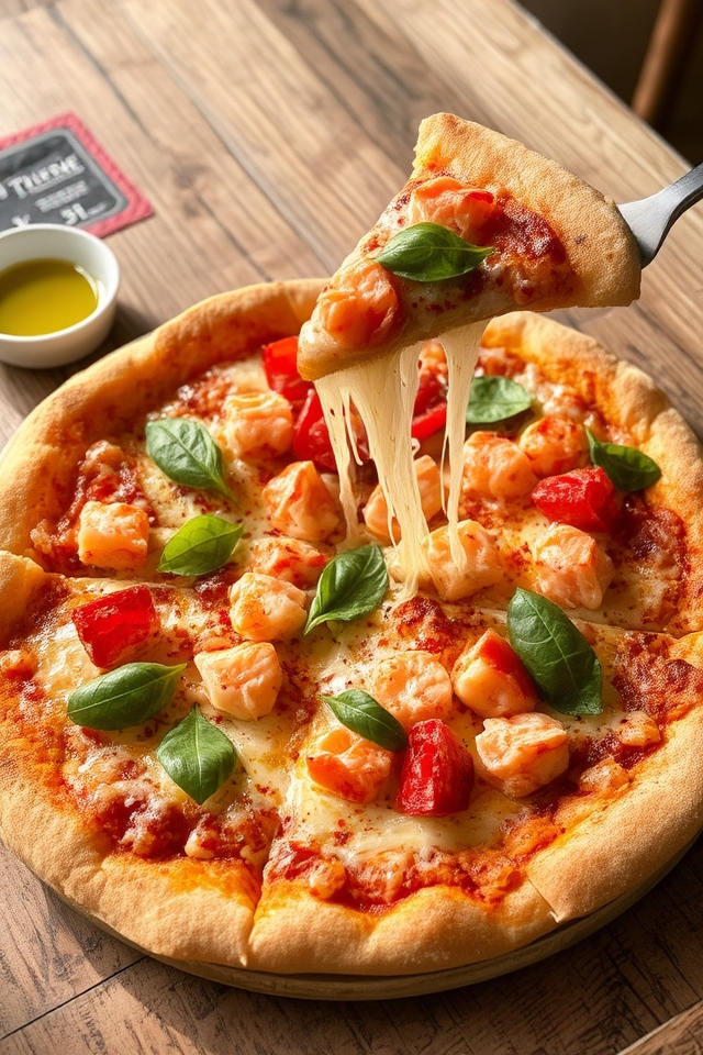lobster pizza with basil