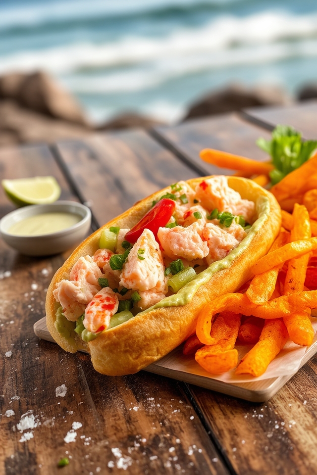 lobster roll with avocado crema