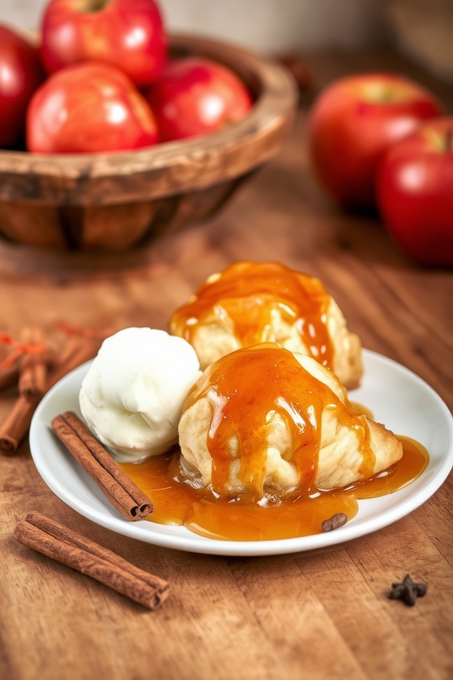 maple glazed spiced apple dumplings