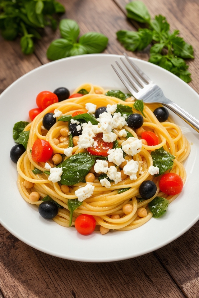 mediterranean chickpea pasta delight