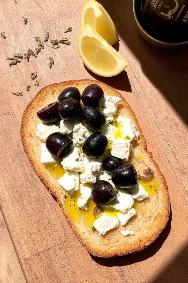 mediterranean feta olive toast