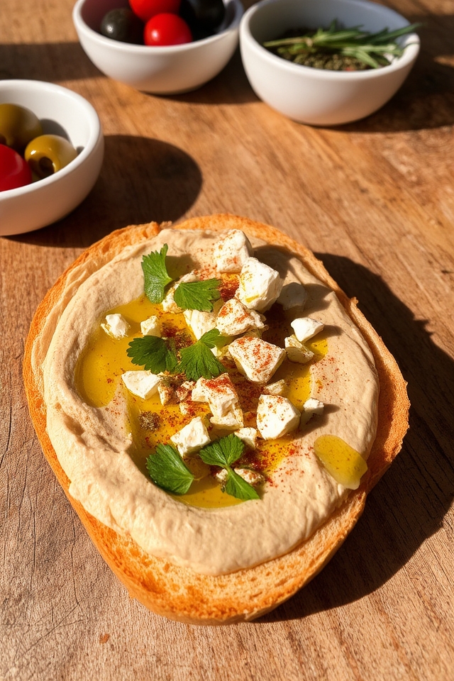 mediterranean hummus feta toast