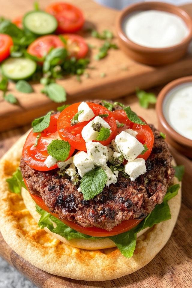 mediterranean inspired lamb burger