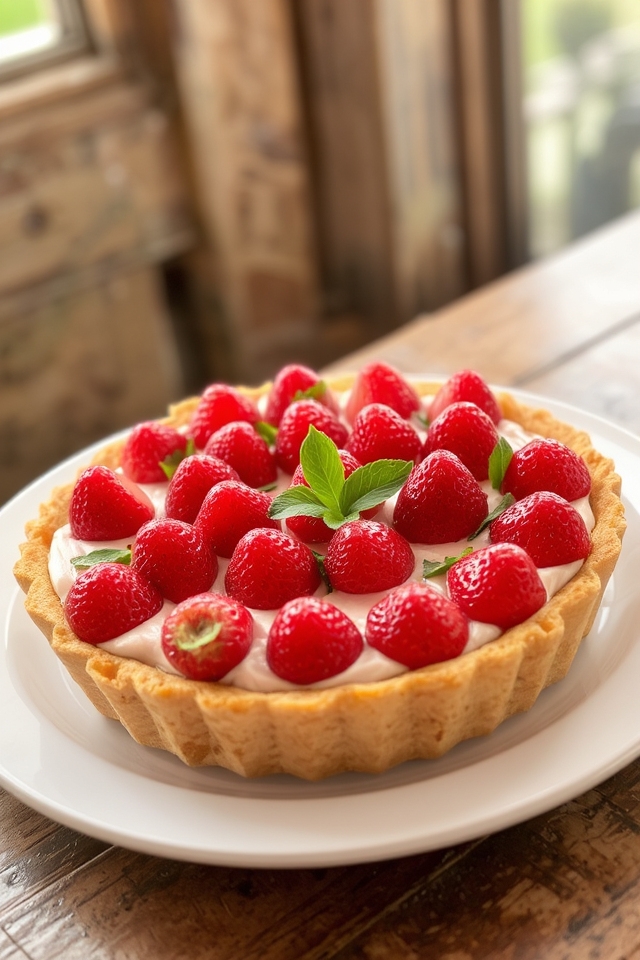 mint infused strawberry cream pie
