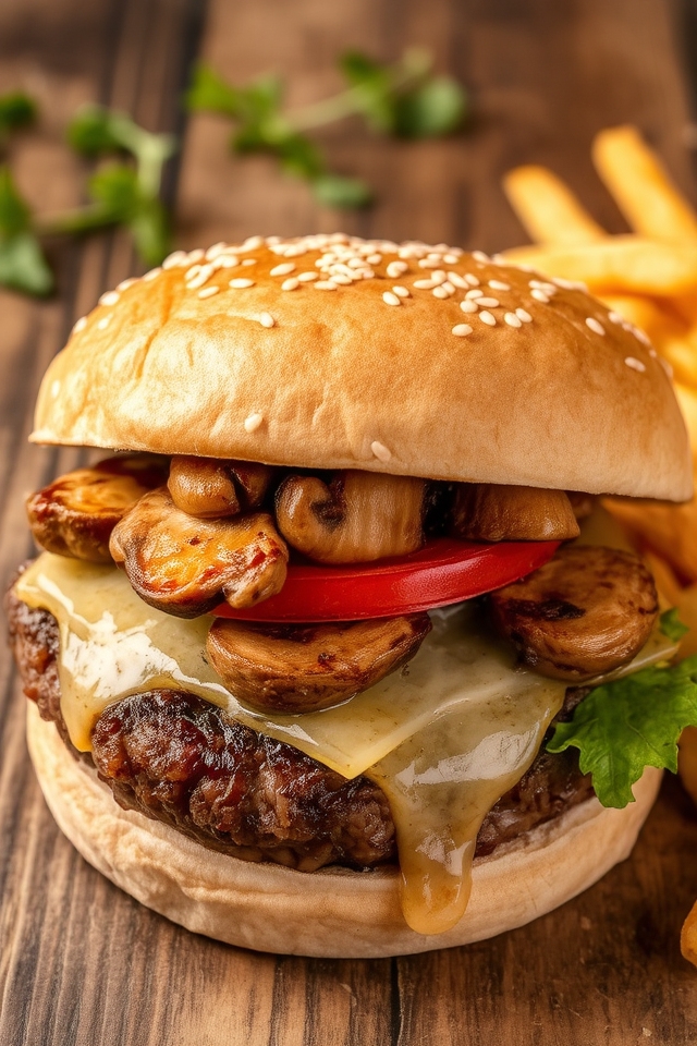 mushroom swiss burger delight