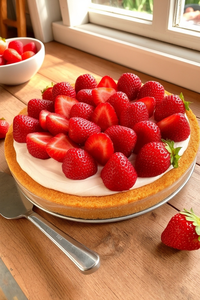 no bake strawberry cream pie