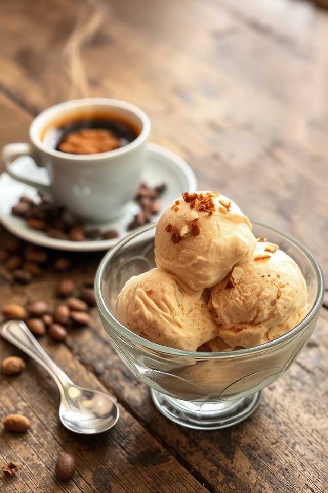 no churn coffee almond ice cream
