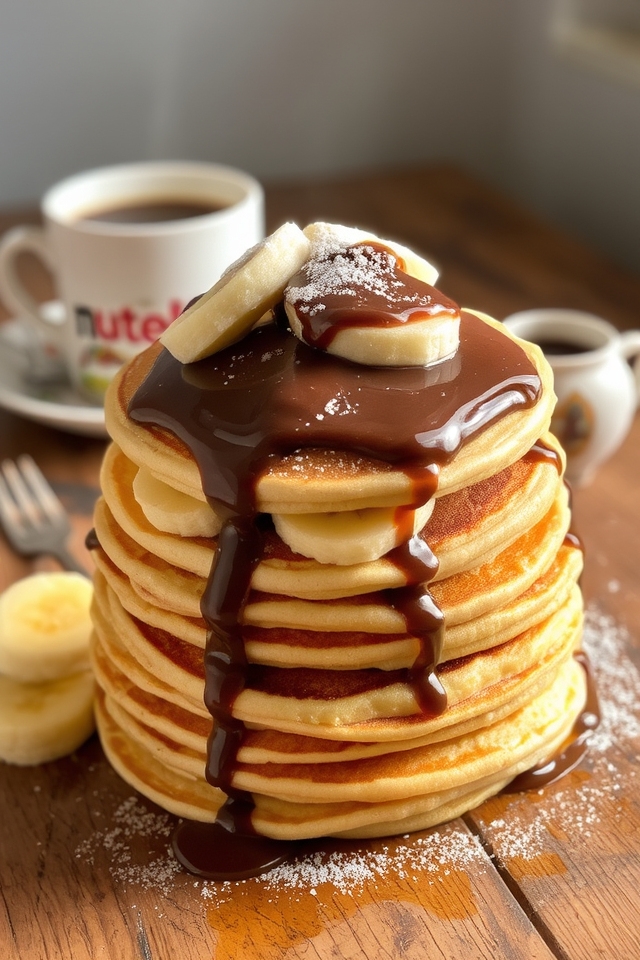nutella filled fluffy pancakes