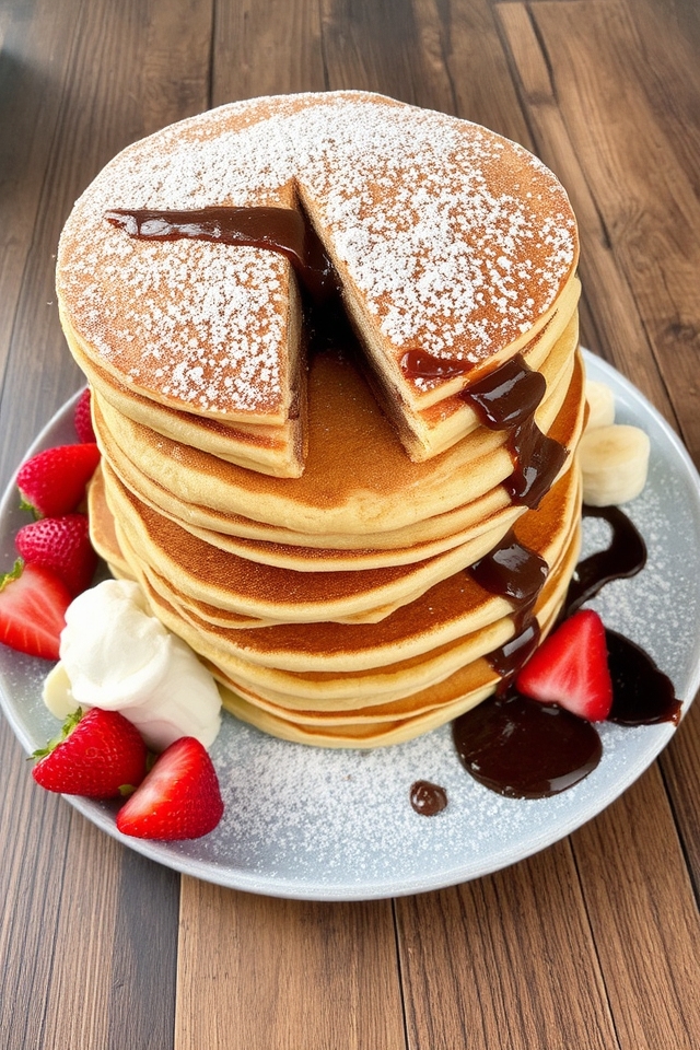 nutella filled fluffy pancakes