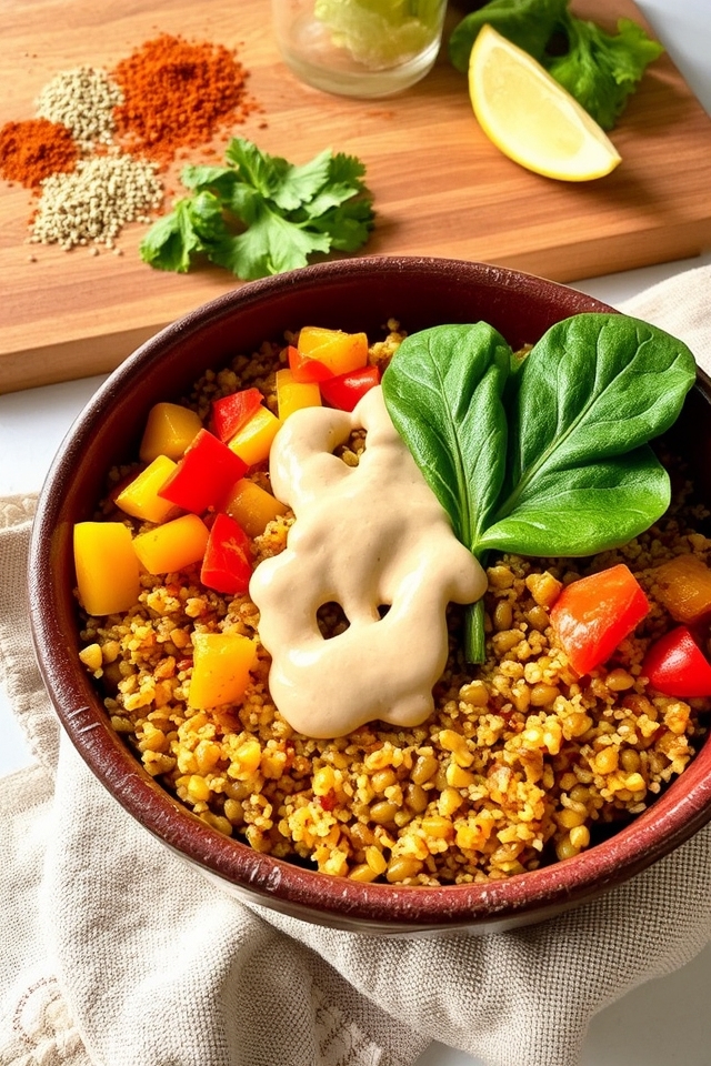 nutritious spicy lentil bowl