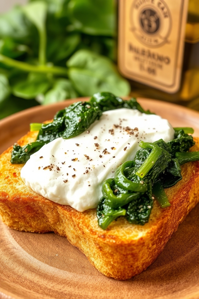 nutritious spinach ricotta toast