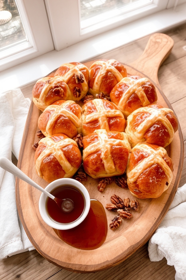 pecan maple hot cross buns