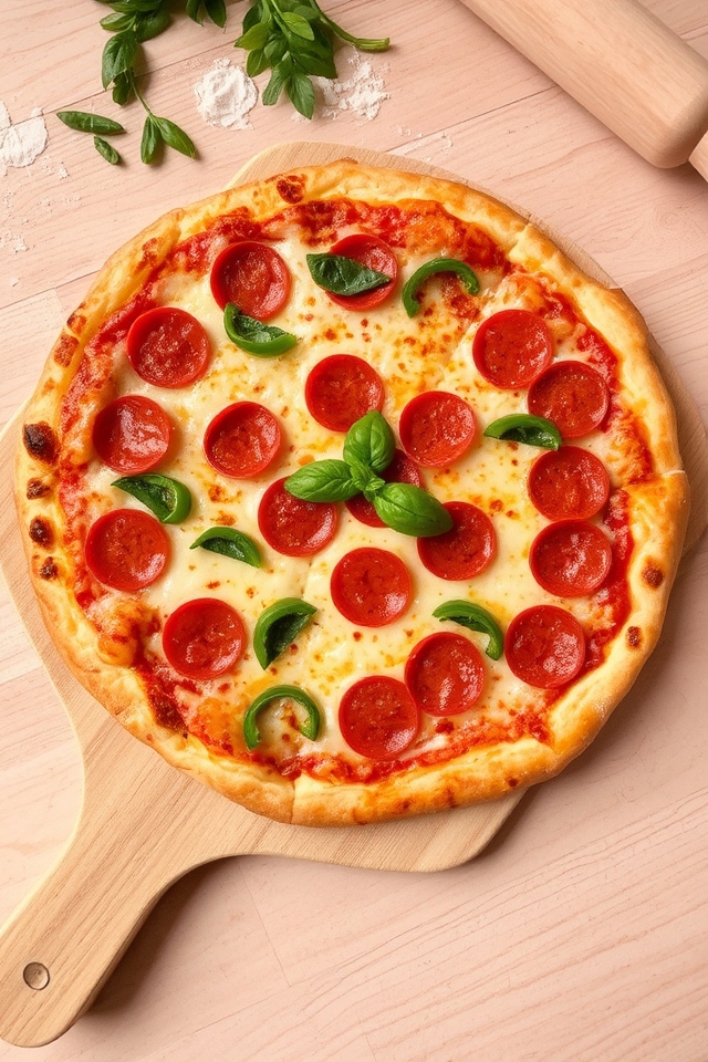 pepperoni and bell pepper pizza