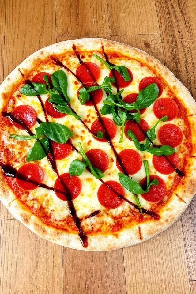 pepperoni pizza with arugula