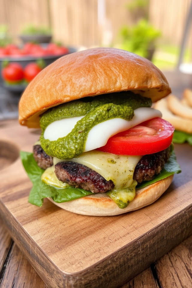 pesto mozzarella gourmet burger