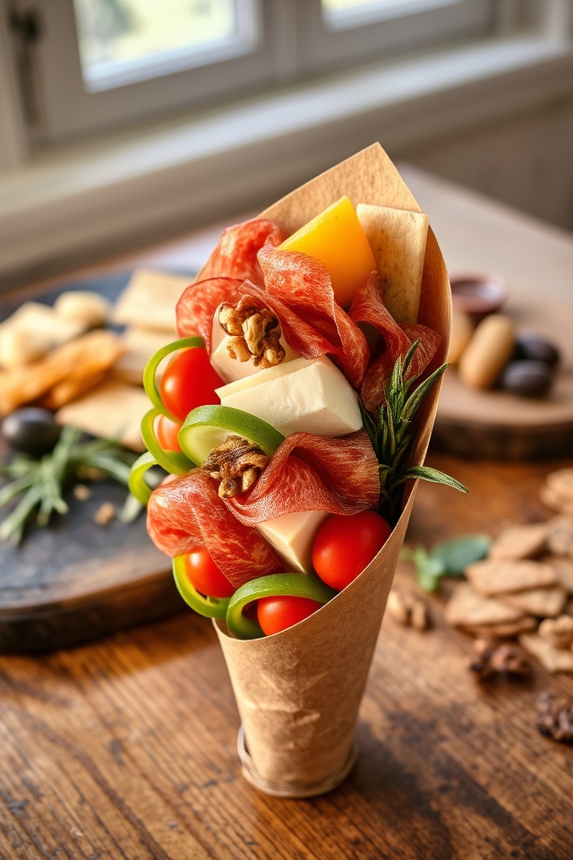 portable salami charcuterie cones
