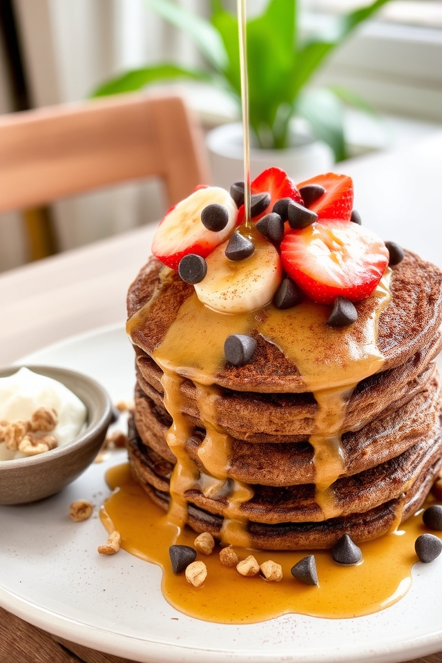 protein packed chocolate pancakes