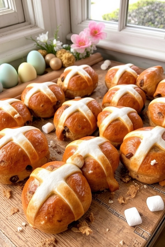 s mores infused hot cross buns