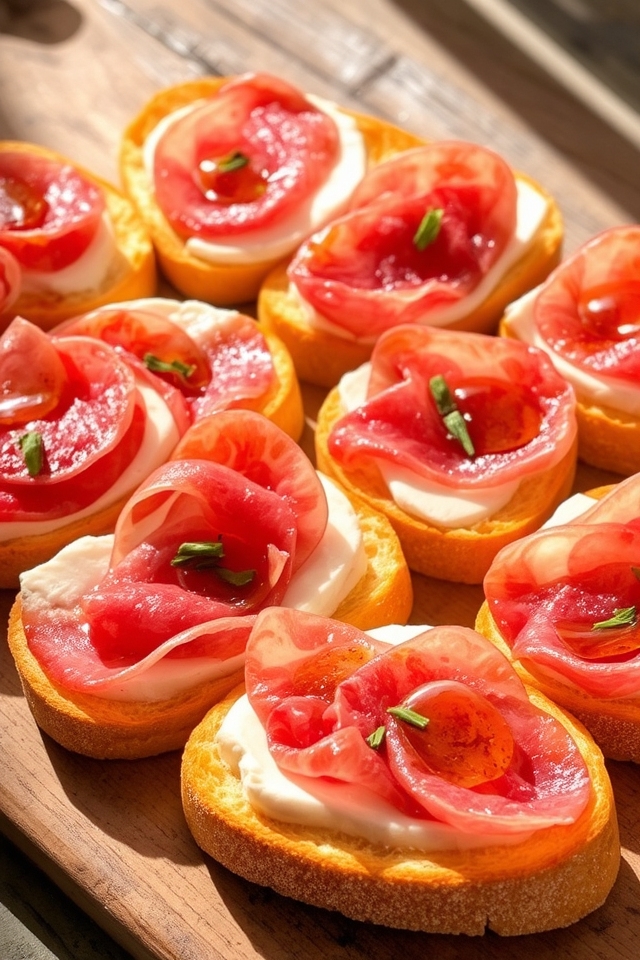 salami and goat cheese crostini