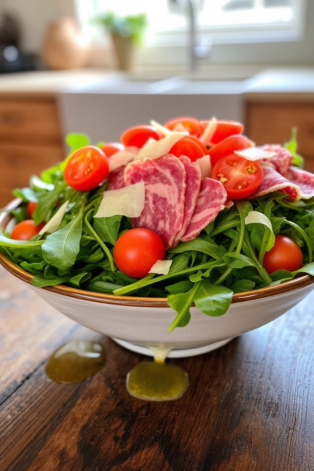 salami arugula cherry tomatoes
