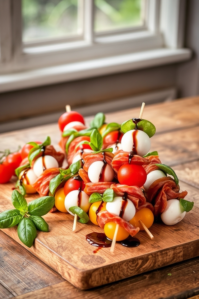 salami caprese appetizer skewers