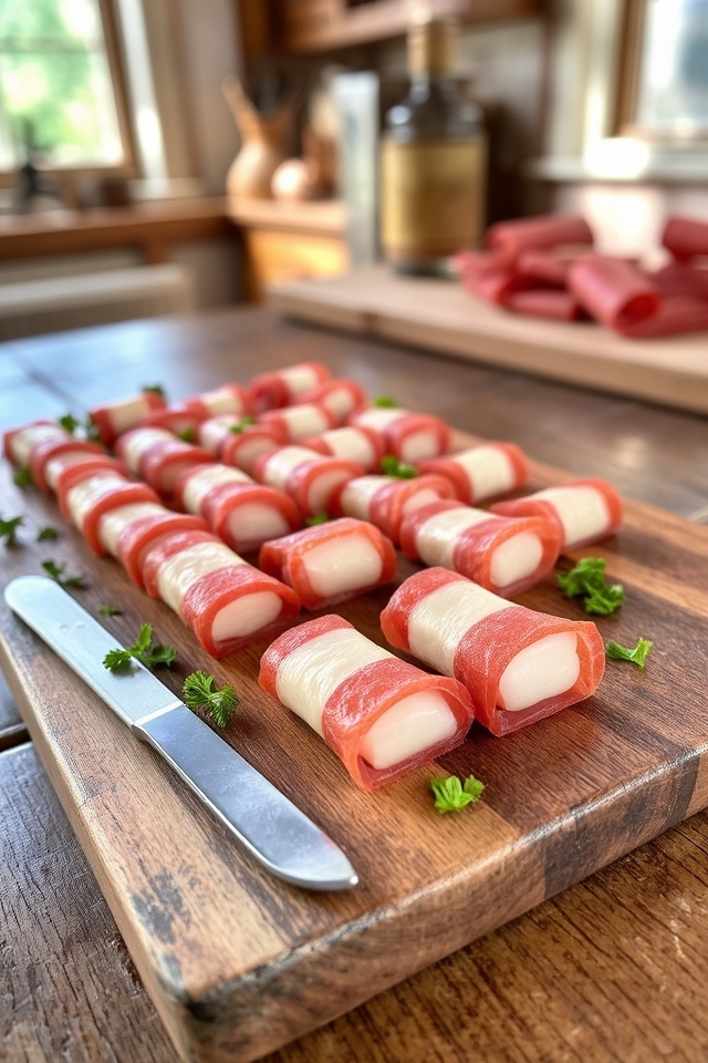salami wrapped string cheese snack