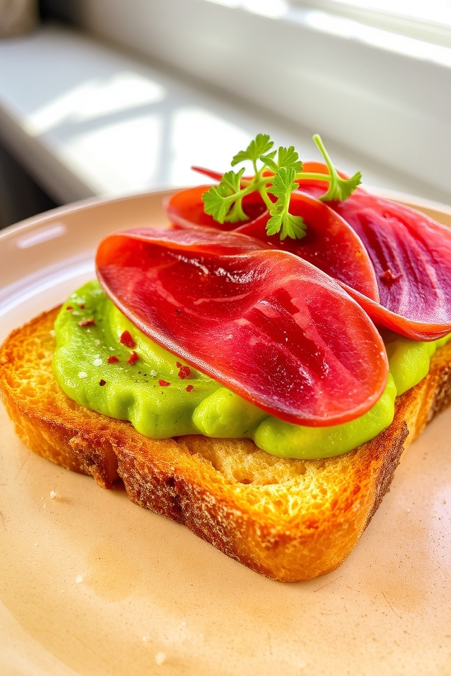 savory avocado salami toast