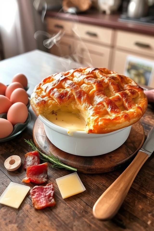 savory bacon egg potpie