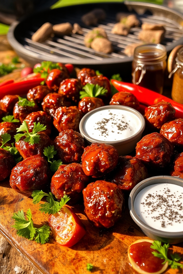 savory bbq meatball bites