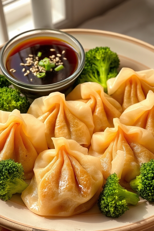 savory beef and broccoli dumplings