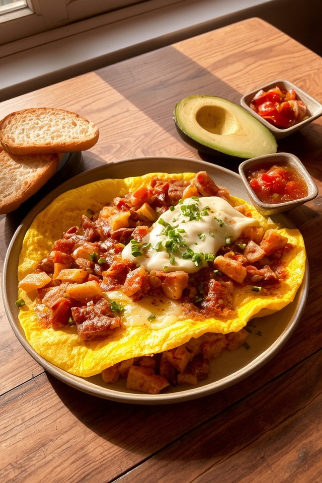 savory corned beef omelette
