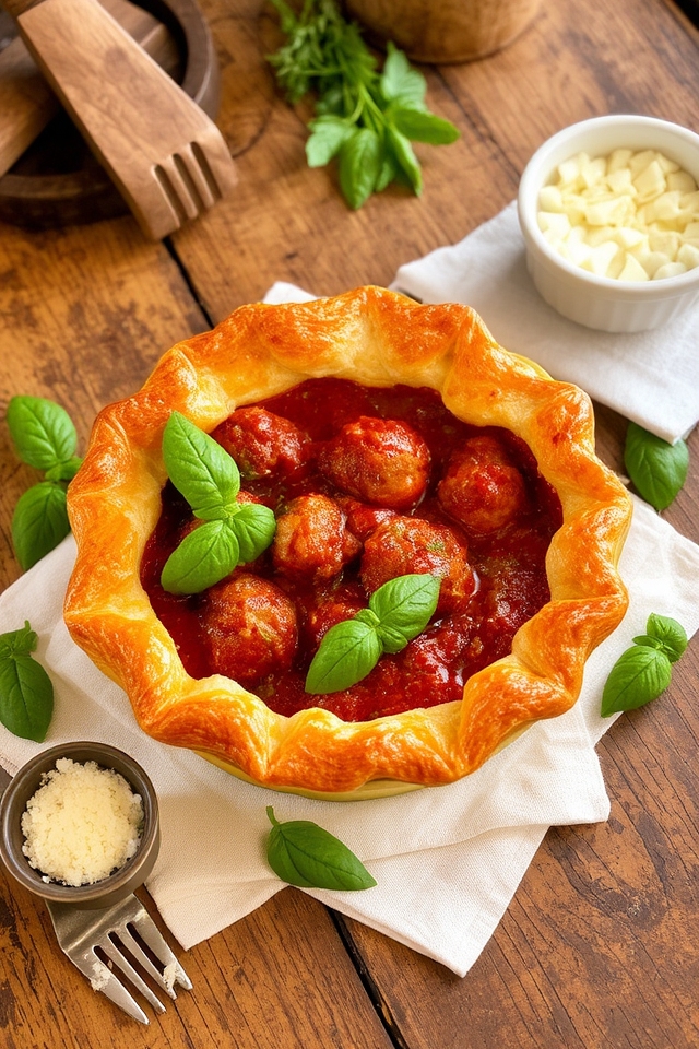 savory meatballs in pie