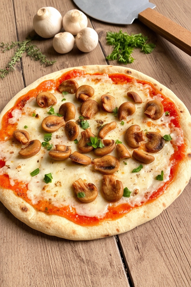savory mushroom swiss pizza